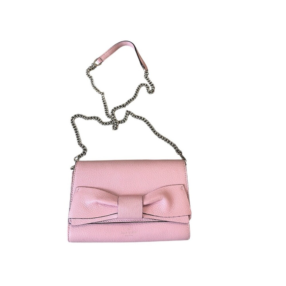 Kate Spade New York Crossbody Bag Womens Small Blush Pink Bow Chain Flap